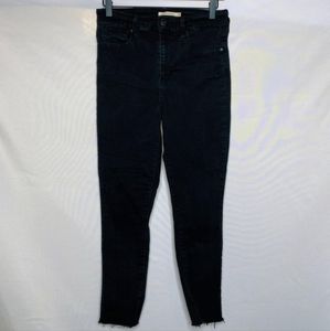 Levi’s 711 High Rise Skinny Charcoal Black Raw Hem Jeans 29” 8